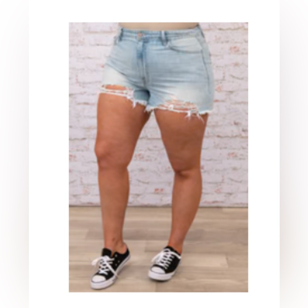 Kancan Light Blue Distressed Denim Shorts New XL chicsoul